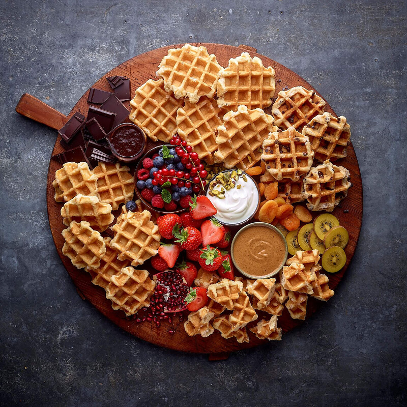Liege waffle with pearl sugar board